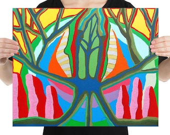 Alien Art Print Weird Nature Trees Magic Woodland Landscape Painting Series Arte mural