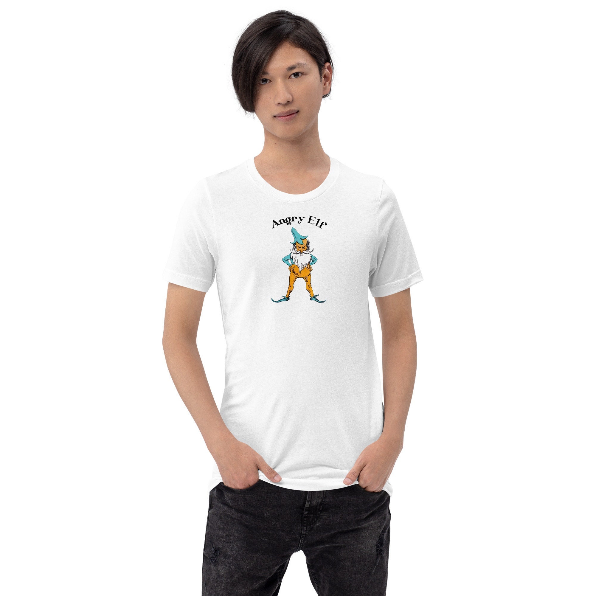 Vintage Style T-Shirt Angry Elf Cotton Unisex Shirt Eco Nature Theme for Women Men Teen