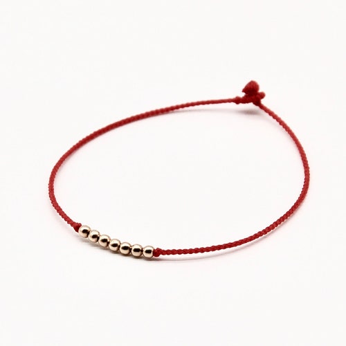 Thin String Bracelet Minimalist Gold Filled Beads Thread Good Etsy Canada