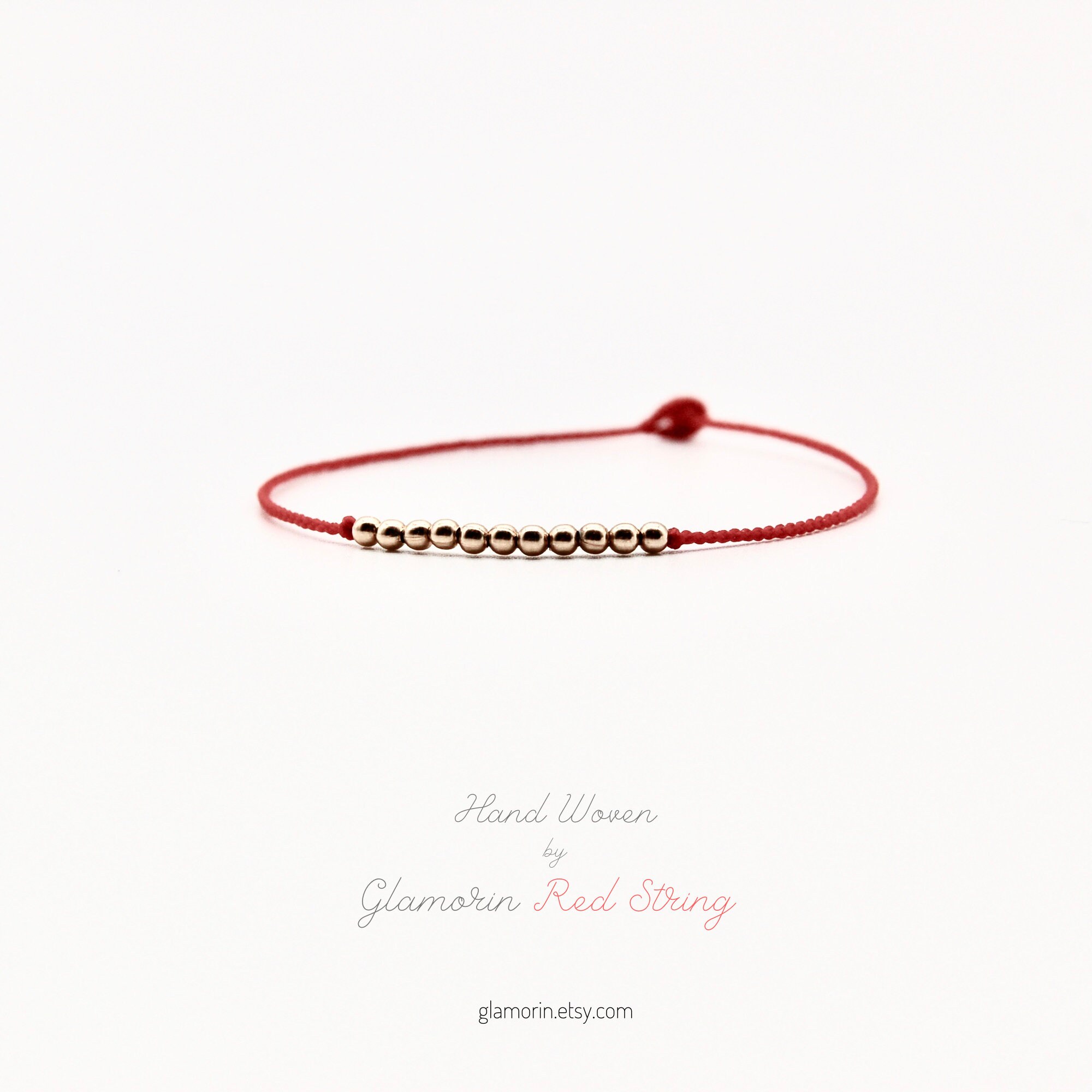Red String Bracelet Minimalist Gold Filled Beads Thread Good Etsy