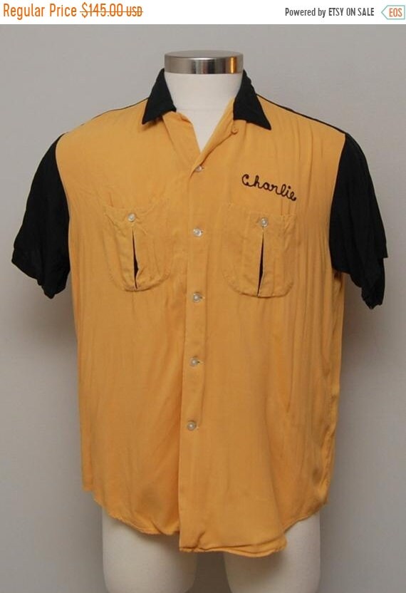 SALE 1950s men's gold Castle Harbor Marina bowling