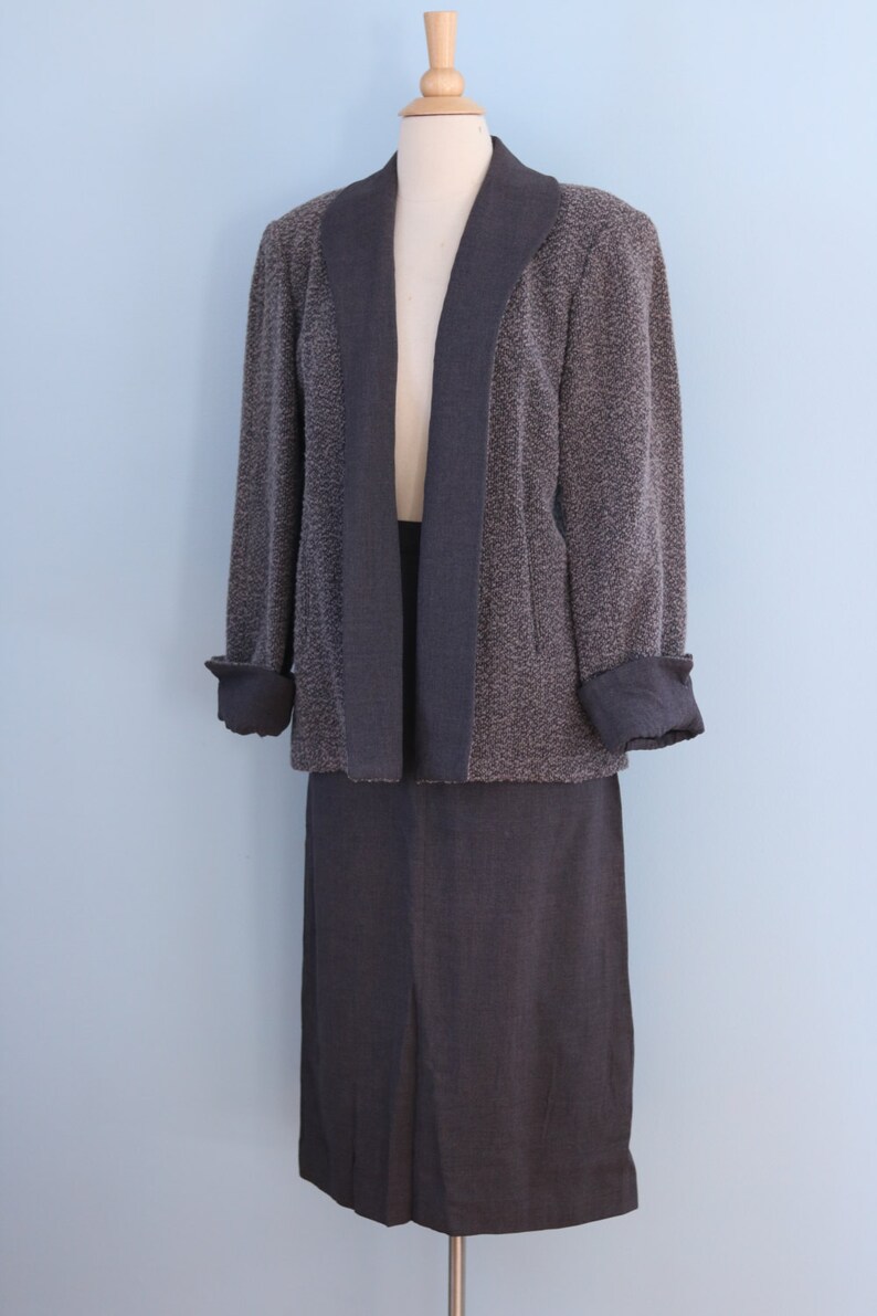 SALE 1940s Wool Tweed Skirt Suit / 40s Nubby Gray Tweed Jacket - Etsy