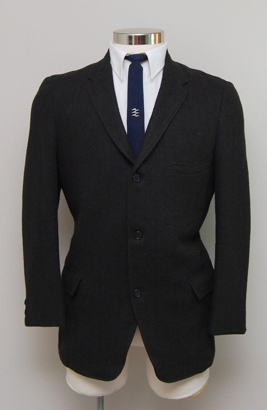 1940s men's brown herringbone wool blazer/ 40s men's | Etsy