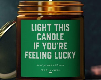 Feeling Lucky Candle For St. Patrick&#39;s Day, Gift For Irish Friend, For Him Her, Funny St. Paddy&#39;s Day Gift, Lucky Charm Lover