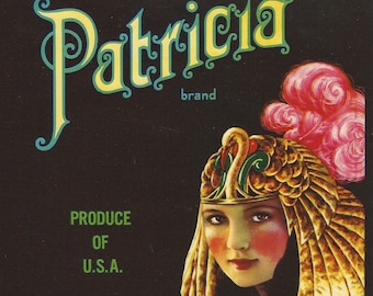 1930s Rare Vintage Print "Patricia" Brand Vegetable Crate Label