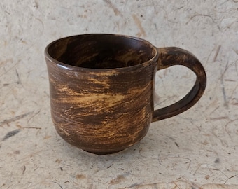 Studio Art Pottery Cup Chai Coffee Mug Signed HAYS Rustic Textured Glaze Stoneware Country Boho Drinkware Handmade Ceramic Housewarming Gift