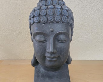 Vintage Buddha Head Sculpture: Zen Meditation Decor, 14"