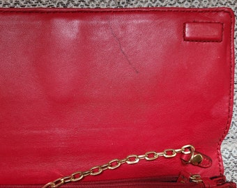 Vintage Antonio Melani Embossed Alligator Red Leather Clutch Purse