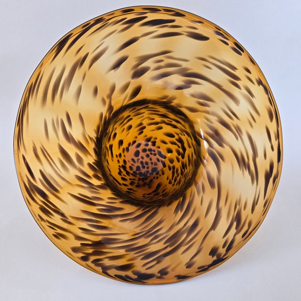 Tortoise Shell Blown Glass Bowl Globe Mid Century Modern Mediterranean Style