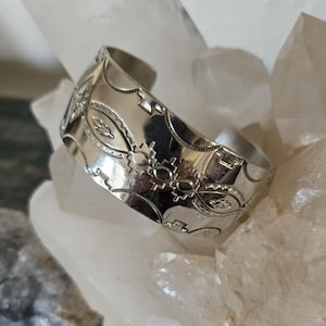 Sterling Silver Cuff Bracelets Vintage Navajo Artisan Made Stamped Signed Boho Chic Streetwear Retro Artsy Fashion Southwest Fashion