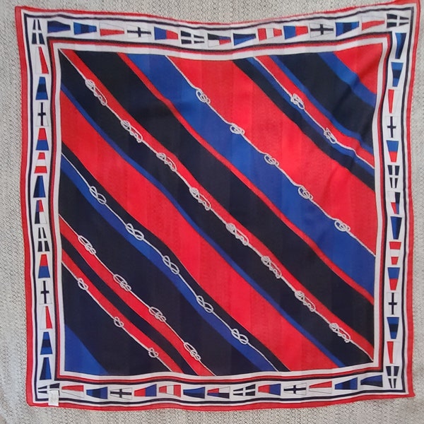 Vintage Silken™ Berkshire Nautical Sailing Flags Neck/Head Scarf Made in Italy