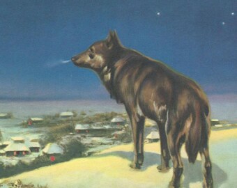 THE LONE WOLF Lithograph Rare Old Alfred Kowalsk Print Mid