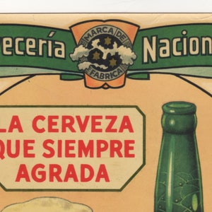 Vintage Spanish Beer Decal Large 1940s Advertising Tavern Doors Windows Frameable Art Barware Wall Decor Mid Century German Shepherd Dog image 3