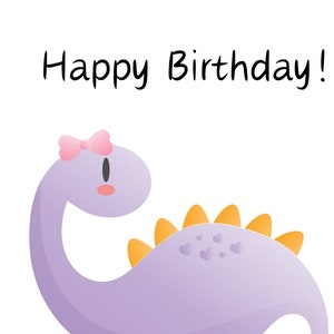 Happy Birthday Digital File Download - Printable Birthday Card Children Boy Girl Dino Dinosaur Celebration Downloadable
