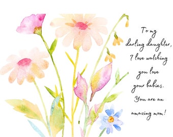 Mother's Day Digital File Download - Printable Mother's Day Card Flowers Wild flowers Mom to daughter