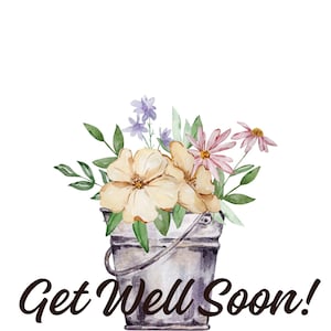 Fichier numérique à télécharger - carte imprimable jaune blanc rose fleurs maman grand-mère fleurs sauvages seau téléchargeable séjour à l'hôpital