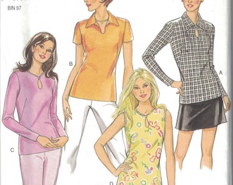 6587 Vintage NEW LOOK SEWING Pattern Misses Top Shirt 8-18 UNCUT OOP FF 1990/'s