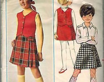 4502 Vintage Butterick Sewing Pattern Girls Skirt Weskit 1960's School OOP 14