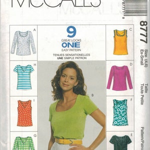 8777 UNCUT McCalls Schnittmuster Misses Schmal Anliegende Oberteile 9 Tolle Sieht einfach ff