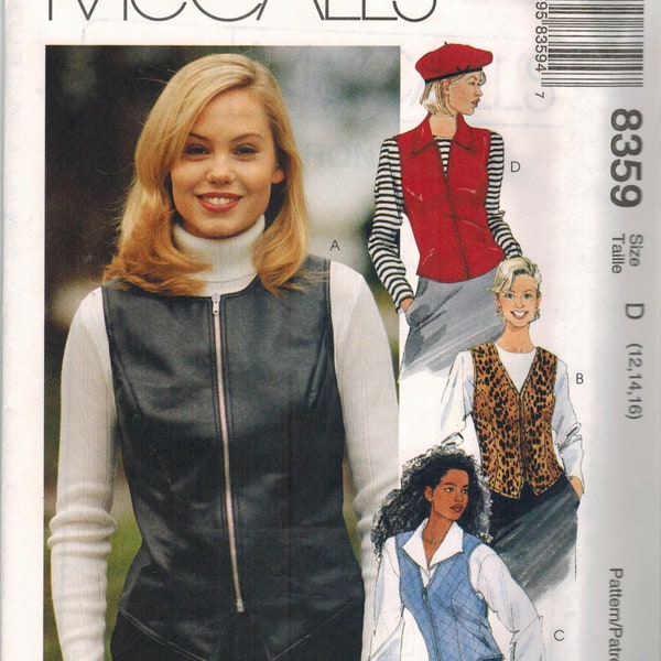 8359 Vintage McCalls SEWING Pattern Misses Set of Lined Princess Seam Vest UNCUT