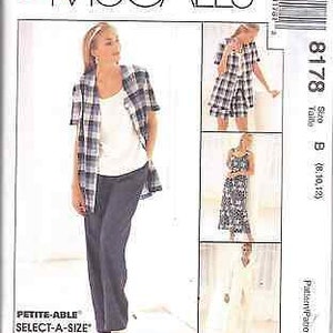 8178 UNCUT McCalls SEWING Pattern Misses Dress Top Jacket Pull On Pants oop ff