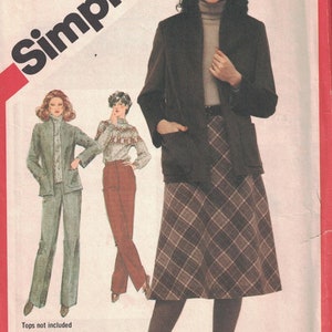 5198 Vintage Simplicity SEWING Pattern Misses Unlined Jacket Bias Skirt Pants