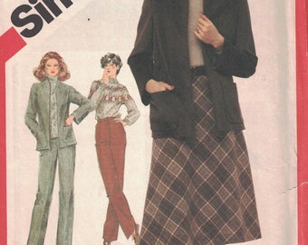 5198 Vintage Simplicity SEWING Pattern Misses Unlined Jacket Bias Skirt Pants