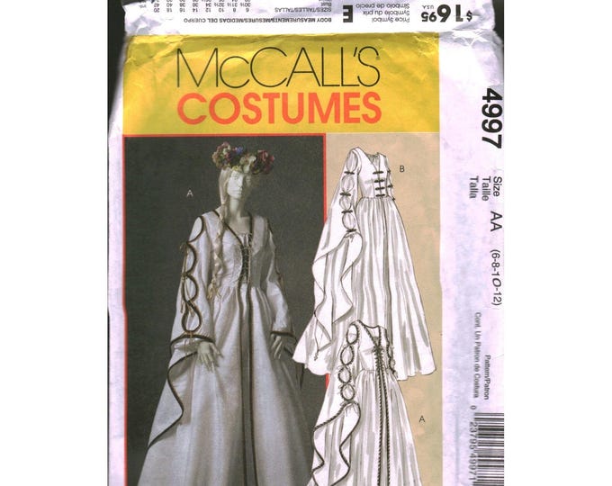 Mccalls 4997 Renaissance Costume Sewing Pattern Misses Size 6-12 ...
