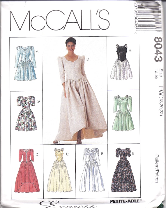 8043 Vintage McCalls SEWING Pattern Misses Evening Prom Formal Dress Gown UNCUT