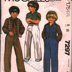 7297 Vintage McCalls SEWING Pattern Childrens&#39; Boys&#39; Vest Shirt Pants OOP