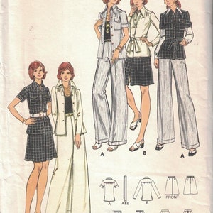 3139 Vintage Butterick Sewing Pattern Misses Top Skirt Pants 1970s Casual OOP