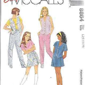 8864 UNCUT Vintage McCalls SEWING Pattern Girls Vest Top Pull on Pants Skort OOP