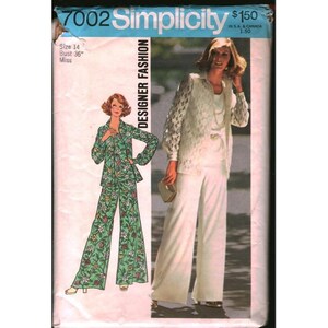 ヴィンテージ 1975年 Simplicity 7002 ソーイングパターン レディース ジャケット トップス ワイドレッグパンツ 14