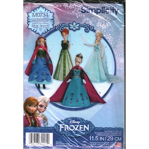 Simplicity M0734 Disney Frozen-poppenkleertjes naaipatroon Elsa Anna 11,5 inch afbeelding 1