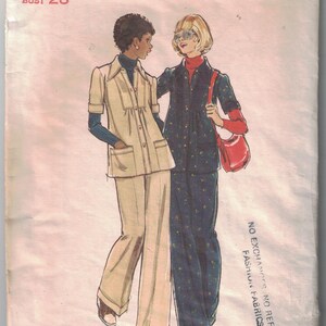 May include: A vintage sewing pattern for a two-piece outfit. The pattern is for a young junior or teen and includes a long-sleeved shirt with a collar and a pair of pants. The pattern is from Butterick and is number 3359. The pattern is for sizes 5/6 to 13/14.
