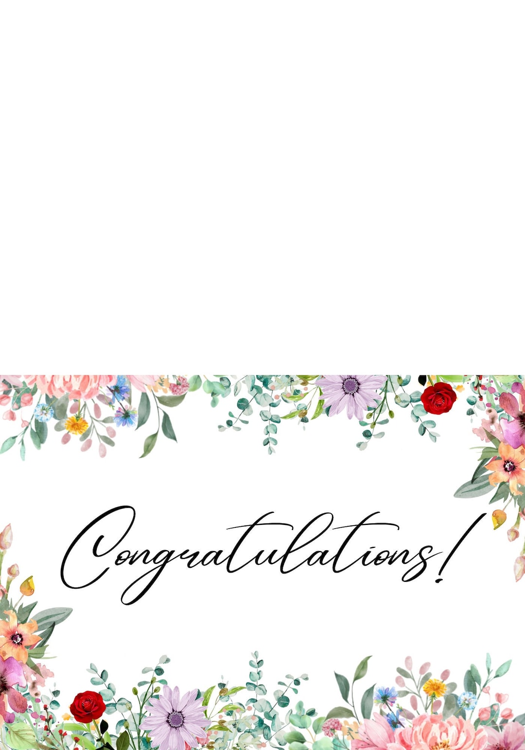 Congratulations Digital File Download - Printable Card Red White Pink ...