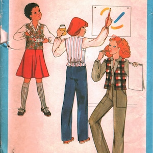 8632 Simplicity Vintage SEWING Pattern Girls Skirt Pants Unlined Vest OOP