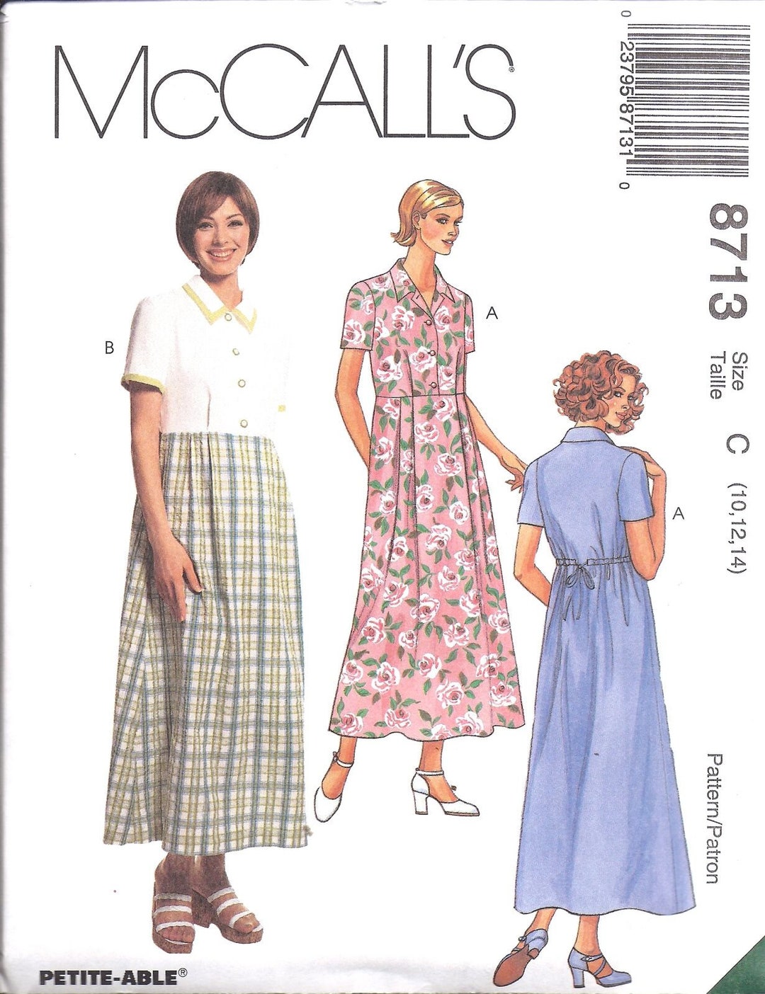 8713 UNCUT Mccalls SEWING Pattern Misses High Waisted Loose Dress ...