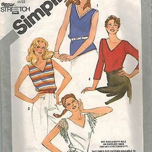 5109 Vintage Simplicity Sewing Pattern Misses Pullover Tops Stretch Knits Casual