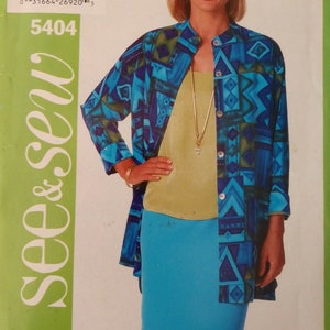 5404 UNCUT Vintage Butterick Sewing Pattern Misses Oversized Shirt Skirt See Sew