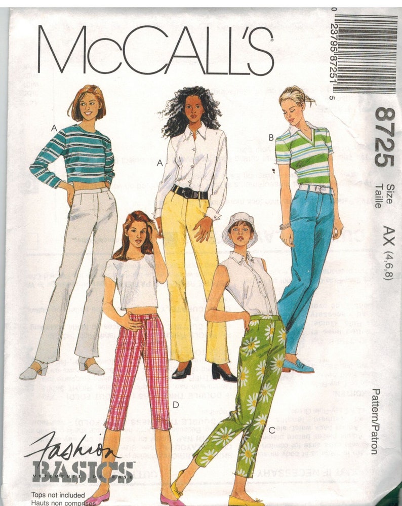 8725 UNCUT Mccalls Sewing Pattern Dropped Waist Slim Pants OOP - Etsy