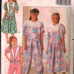 5402 Butterick Vintage SEWING Pattern Girls&#39; Dress Jumpsuit OOP