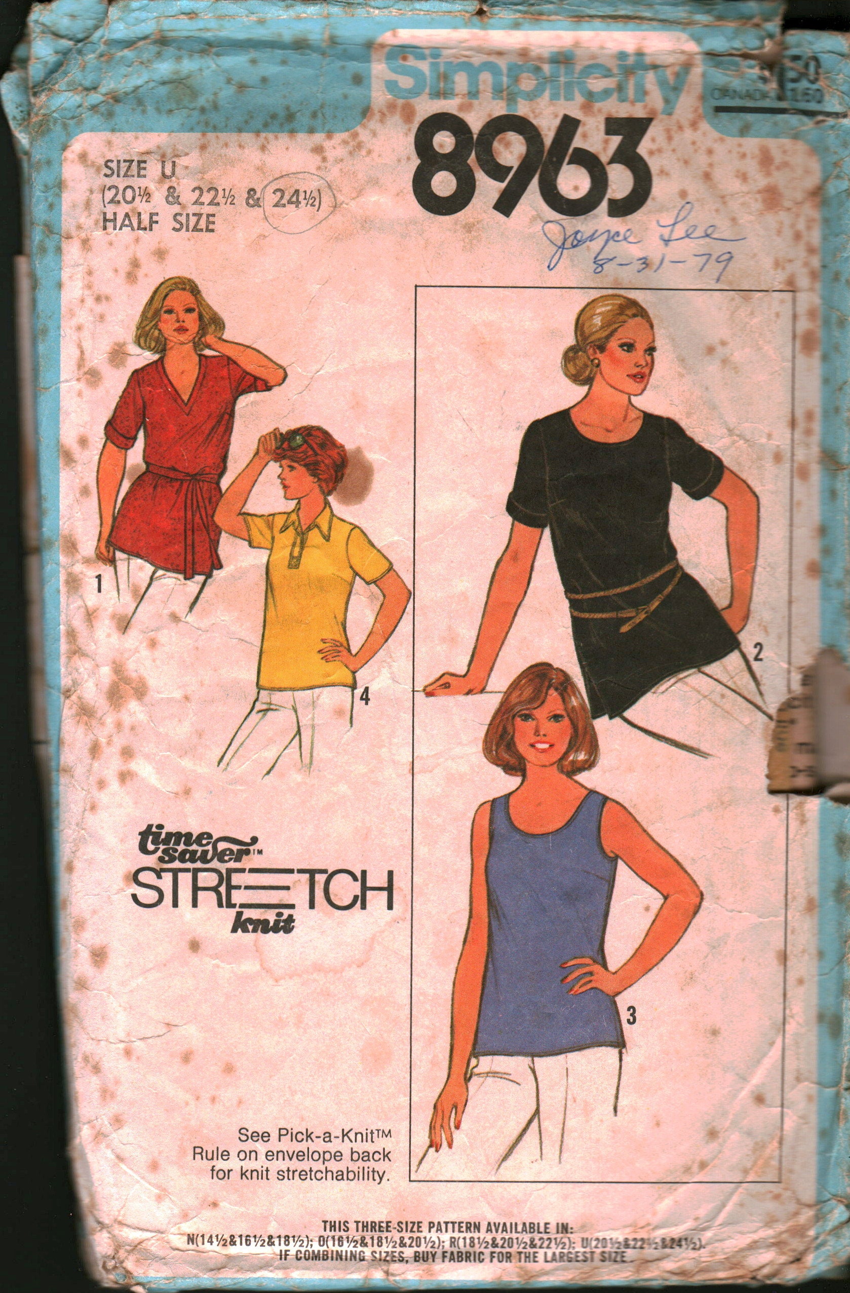 8963 Vintage Simplicity Pattern Misses Shirt Pullover Top 24.5 SEWING CUT 8963 Vintage Simplicity Pattern Misses Shirt Pullover Top 24.5 SEWING CUT