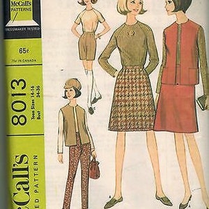 May include: A vintage sewing pattern for separates, featuring three different styles. The pattern is for misses, teens, and pre-teens. The pattern includes a skirt, a top, and a vest. The pattern is printed on paper and has a white background with black text. The pattern is for McCall's 8013.