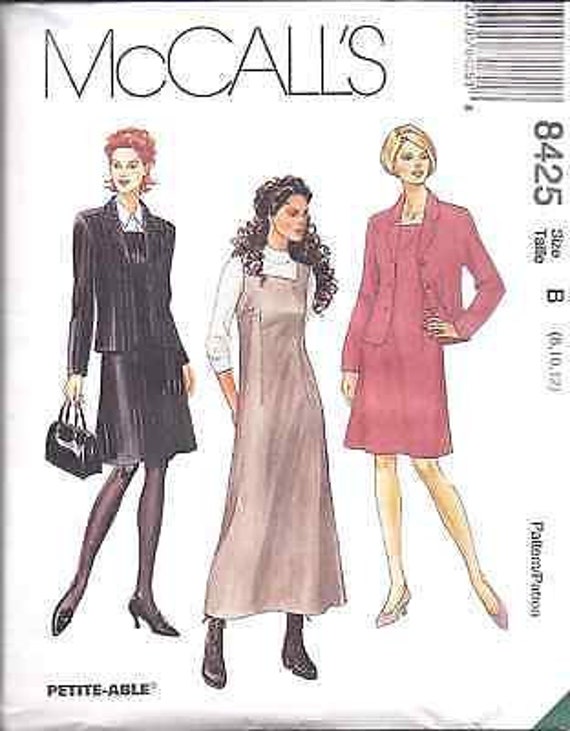 8425 UNCUT Vintage McCalls SEWING Pattern Misses Dress Jumper Unlined Jacket OOP