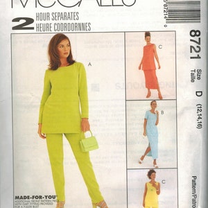 8721 UNCUT McCalls SEWING Pattern Misses Dresses Tunic Pull on Pants Skirt