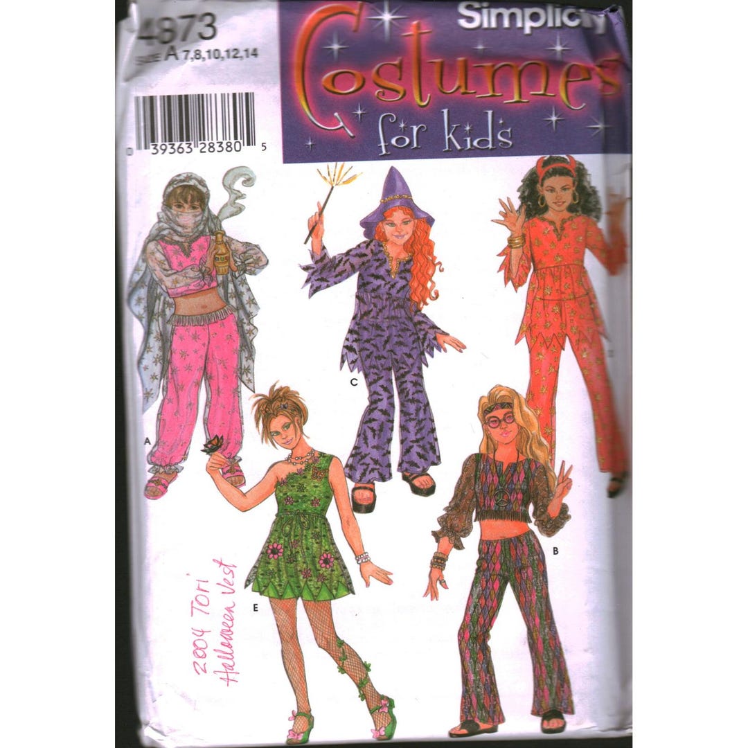 Simplicity 4873 Girls Costume Sewing Pattern Witch Fairy Genie Size 7 ...