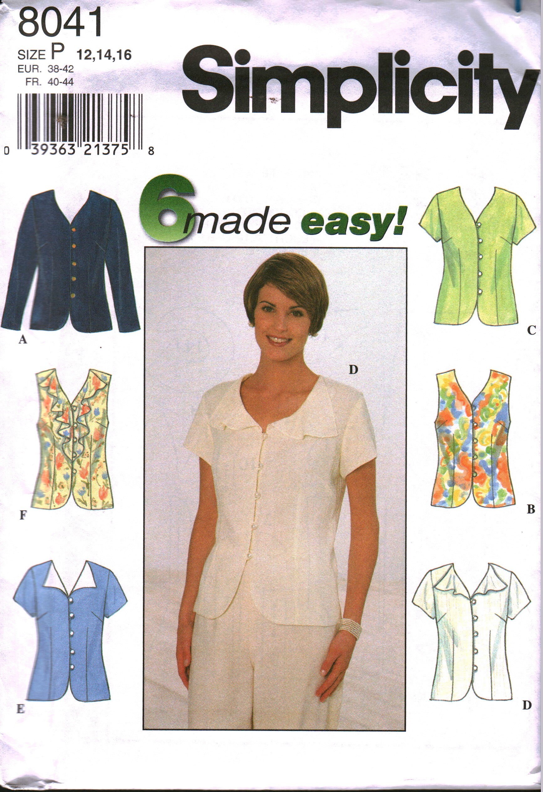 8041 Vintage UNCUT Simplicity Sewing Pattern Misses Blouse OOP FF