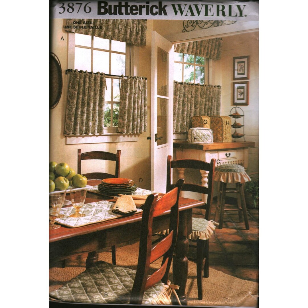 Butterick 3876 Waverly Kitchen Accessories Sewing Pattern Curtains ...