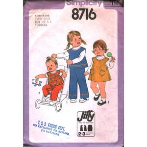 Simplicity 8716 Toddler Jumper Top Pants Sewing Pattern Size 1/2 1 Jiffy Vintage